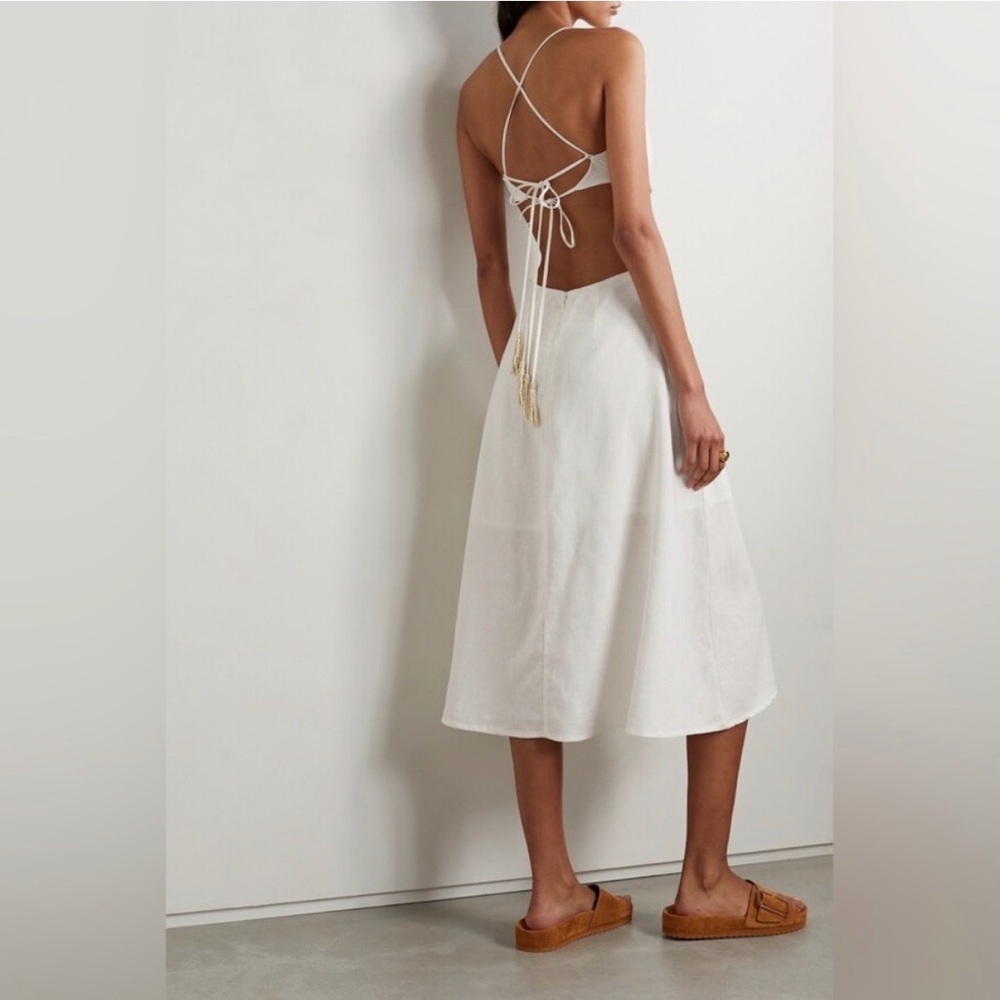 FARM Rio White A-Line Linen Dress - Picture 2 of 5